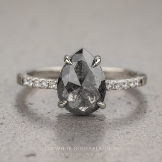 2.03 Carat Black Speckled Pear Diamond Engagement Ring, Jules Setting