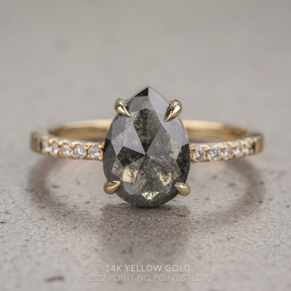 2.03 Carat Black Speckled Pear Diamond Engagement Ring, Jules Setting
