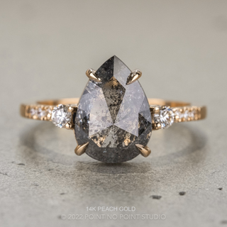 2.11 Carat Black Salt and Pepper Pear Diamond Engagement Ring, Eliza Setting