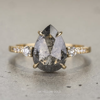 2.11 Carat Black Salt and Pepper Pear Diamond Engagement Ring, Eliza Setting