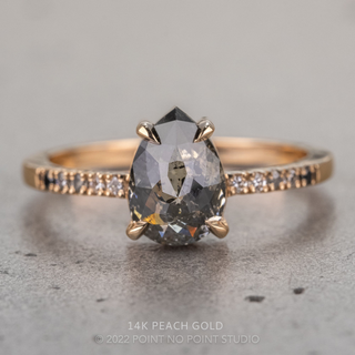 1.52 Carat Salt and Pepper Pear Diamond Engagement Ring, Ombre Jules Setting