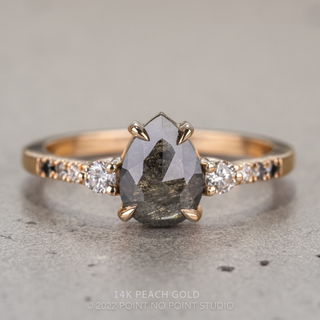 1.53 Carat Black Salt and Pear Diamond Engagement Ring, Eliza Setting