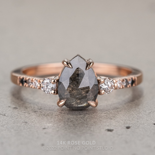 1.53 Carat Black Salt and Pear Diamond Engagement Ring, Eliza Setting