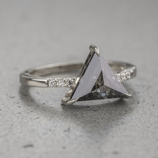 1.19 Carat Salt and Pepper Triangle Diamond Engagement Ring, Jules Setting, 14K White Gold