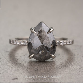 2.48 Carat Black Salt and Pepper Pear Diamond Engagement Ring, Jules Setting