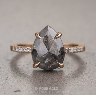 2.48 Carat Black Salt and Pepper Pear Diamond Engagement Ring, Jules Setting