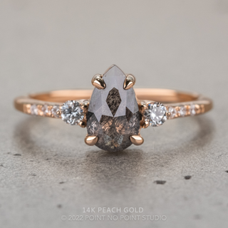 1.17 Carat Black Speckled Pear Diamond Engagement Ring, Eliza Setting