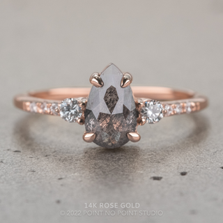 1.17 Carat Black Speckled Pear Diamond Engagement Ring, Eliza Setting