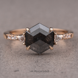 1.83 Carat Black Hexagon Diamond Engagement Ring, Eliza Setting