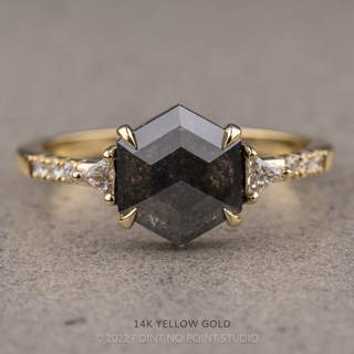 1.83 Carat Black Hexagon Diamond Engagement Ring, Eliza Setting