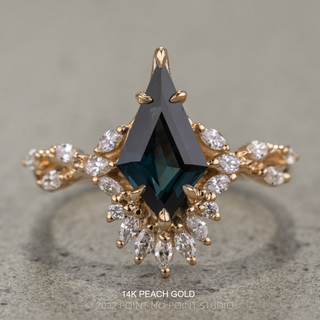 1.63 Carat Teal Kite Sapphire and Diamond Engagement Ring, Quinnie Setting