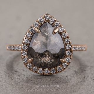 3.14 Carat Black Speckled Pear Diamond Engagement Ring, Fiona Setting