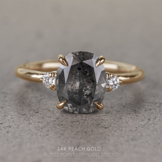 2.91 Carat Black Speckled Oval Diamond Engagement Ring, Zoe Setting