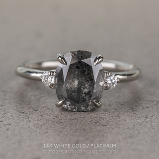 2.91 Carat Black Speckled Oval Diamond Engagement Ring, Zoe Setting