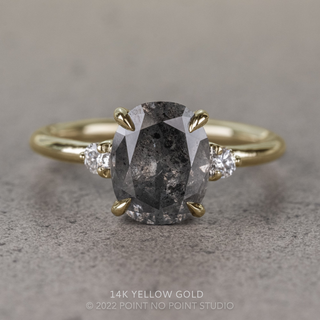 2.91 Carat Black Speckled Oval Diamond Engagement Ring, Zoe Setting