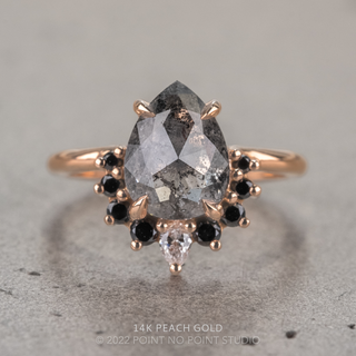2.61 Carat Salt and Pepper Pear Diamond Engagement Ring, Ava Setting