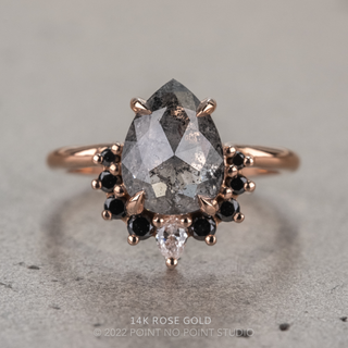2.61 Carat Salt and Pepper Pear Diamond Engagement Ring, Ava Setting