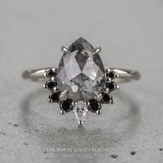 2.61 Carat Salt and Pepper Pear Diamond Engagement Ring, Ava Setting