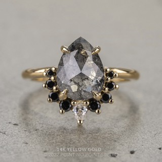 2.61 Carat Salt and Pepper Pear Diamond Engagement Ring, Ava Setting