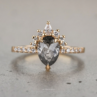 1.45 Carat Black Salt and Pepper Pear Diamond Engagement Ring, Avaline Setting