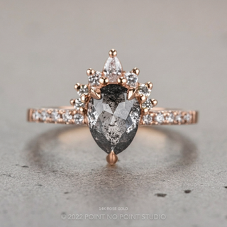1.45 Carat Black Salt and Pepper Pear Diamond Engagement Ring, Avaline Setting