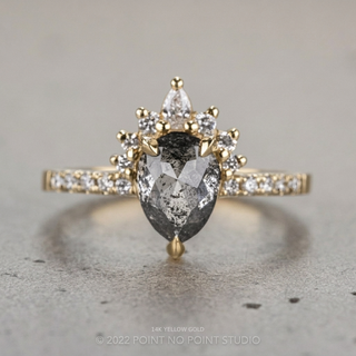 1.45 Carat Black Salt and Pepper Pear Diamond Engagement Ring, Avaline Setting