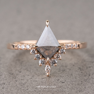 1.23 Carat Salt and Pepper Kite Diamond Engagement Ring, Avaline Setting