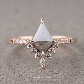 1.23 Carat Salt and Pepper Kite Diamond Engagement Ring, Avaline Setting