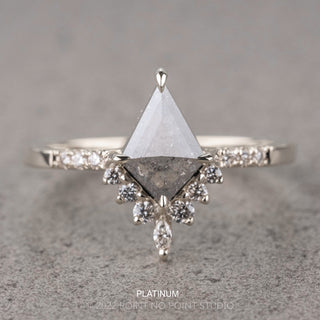 1.23 Carat Salt and Pepper Kite Diamond Engagement Ring, Avaline Setting