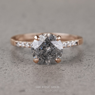 1.93 Carat Salt and Pepper Round Diamond Engagement Ring, Jules Setting