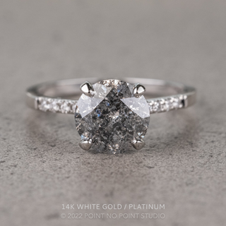 1.93 Carat Salt and Pepper Round Diamond Engagement Ring, Jules Setting