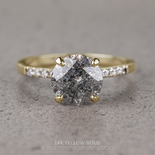 1.93 Carat Salt and Pepper Round Diamond Engagement Ring, Jules Setting