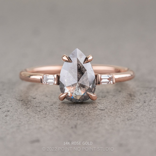 1.10 Carat Salt and Pepper Pear Diamond Engagement Ring, Zoe Setting