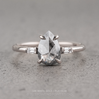 1.10 Carat Salt and Pepper Pear Diamond Engagement Ring, Zoe Setting