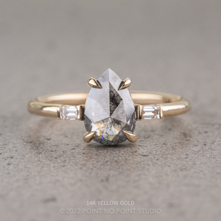 1.10 Carat Salt and Pepper Pear Diamond Engagement Ring, Zoe Setting