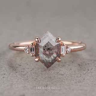 1.01 Carat Betty Salt and Pepper Hexagon Diamond Engagement Ring, Betty Setting