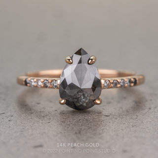 1.36 Carat Black Salt and Pepper Pear Diamond Engagement Ring, Ombre Jules Setting