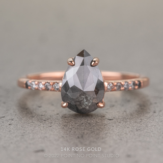 1.36 Carat Black Salt and Pepper Pear Diamond Engagement Ring, Ombre Jules Setting