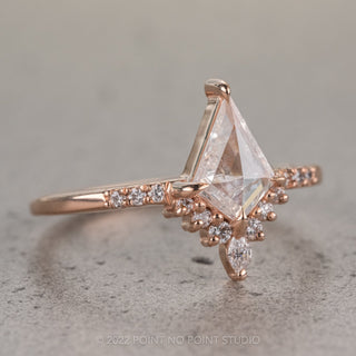 1.02 Carat Light Salt and Pepper Kite Diamond Engagement Ring, Avaline Setting, 14K Rose Gold