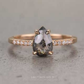 1.29 Carat Black Salt and Pepper Pear Diamond Engagement Ring, Jules Setting