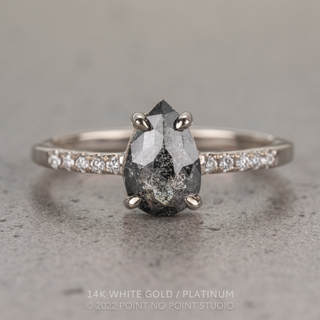 1.29 Carat Black Salt and Pepper Pear Diamond Engagement Ring, Jules Setting