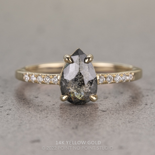 1.29 Carat Black Salt and Pepper Pear Diamond Engagement Ring, Jules Setting
