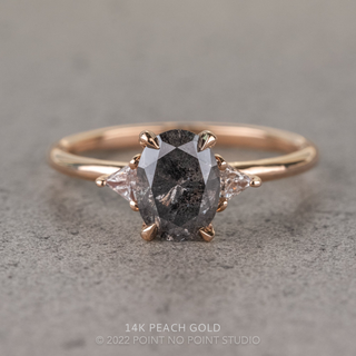 1.29 Carat Salt and Pepper Oval Diamond Engagement Ring, Zoe Setting