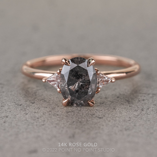 1.29 Carat Salt and Pepper Oval Diamond Engagement Ring, Zoe Setting