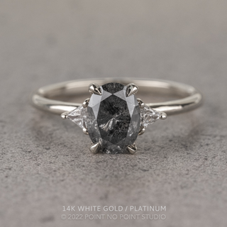 1.29 Carat Salt and Pepper Oval Diamond Engagement Ring, Zoe Setting