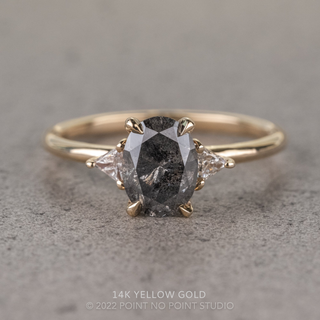 1.29 Carat Salt and Pepper Oval Diamond Engagement Ring, Zoe Setting