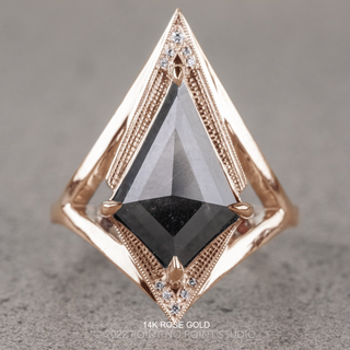 3.19 Carat Black Kite Diamond Engagement Ring, Arwen Setting
