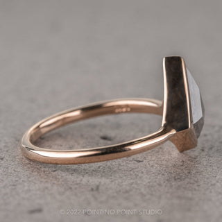 1.12 Carat Salt and Pepper Kite Diamond Engagement Ring, Bezel Jane Setting, 14k Rose Gold