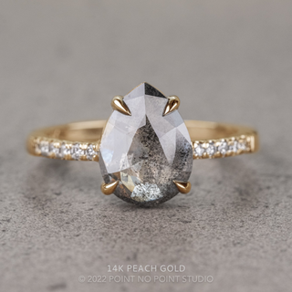 2.54 Carat Salt and Pepper Pear Diamond Engagement Ring, Jules Setting