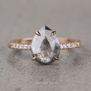 2.54 Carat Salt and Pepper Pear Diamond Engagement Ring, Jules Setting